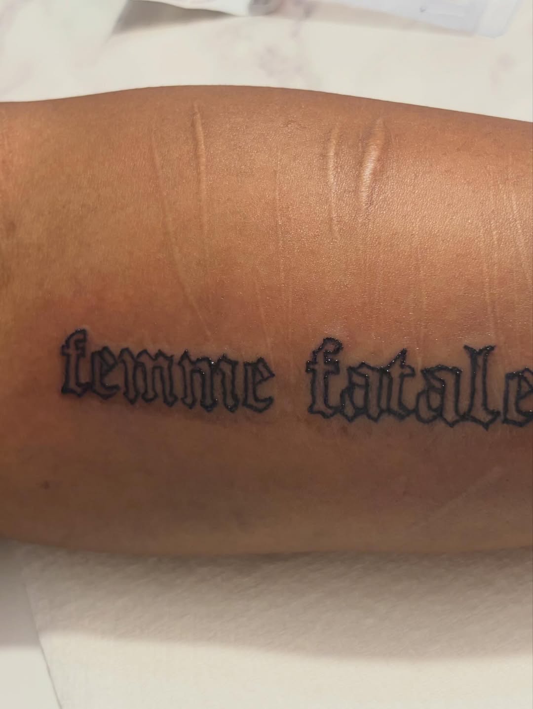 Tattoo by @blacksaddleink — lettering_script