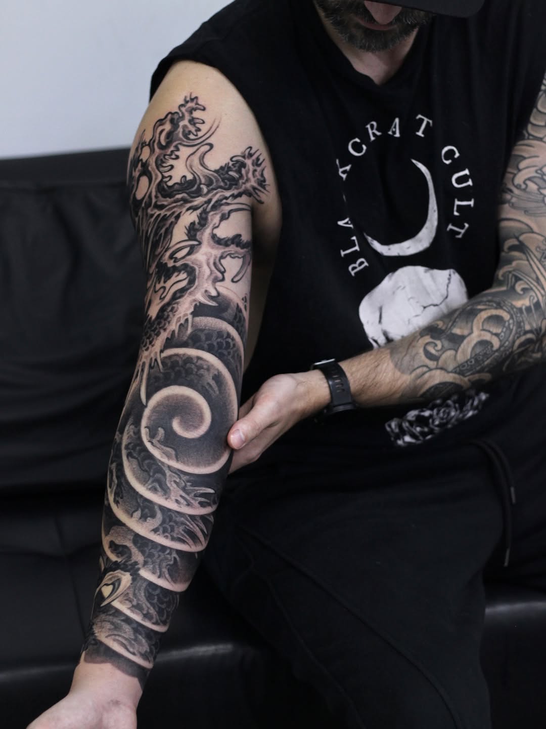 Tattoo by @xuruitattoo — blackwork, japanese_irezumi