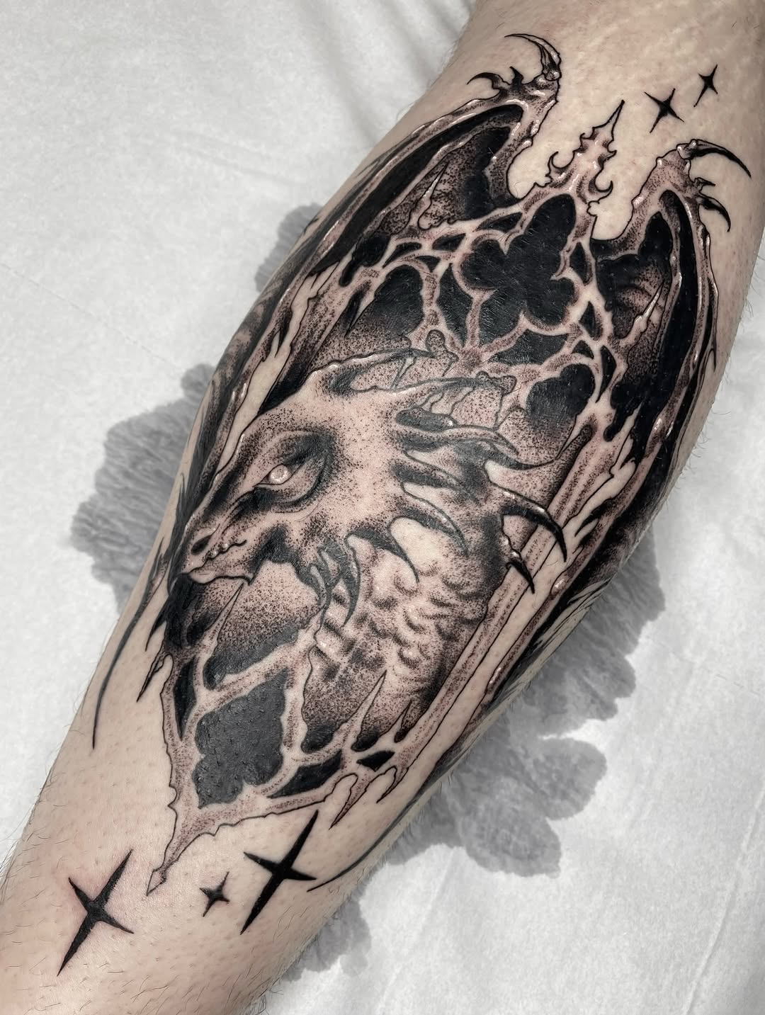 Tattoo by @annaxinks โ black_and_grey, dark_realism