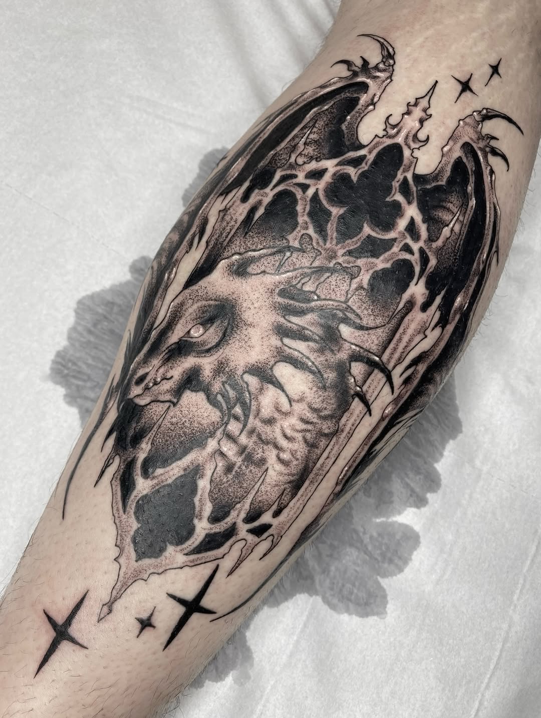 Tattoo by @annaxinks โ black_and_grey, dark_realism