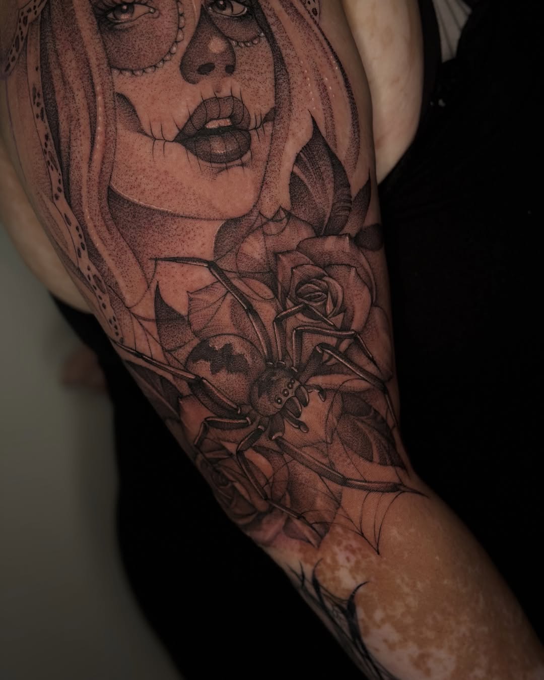 Tattoo by @badjujutattoo β black_and_grey, dotwork