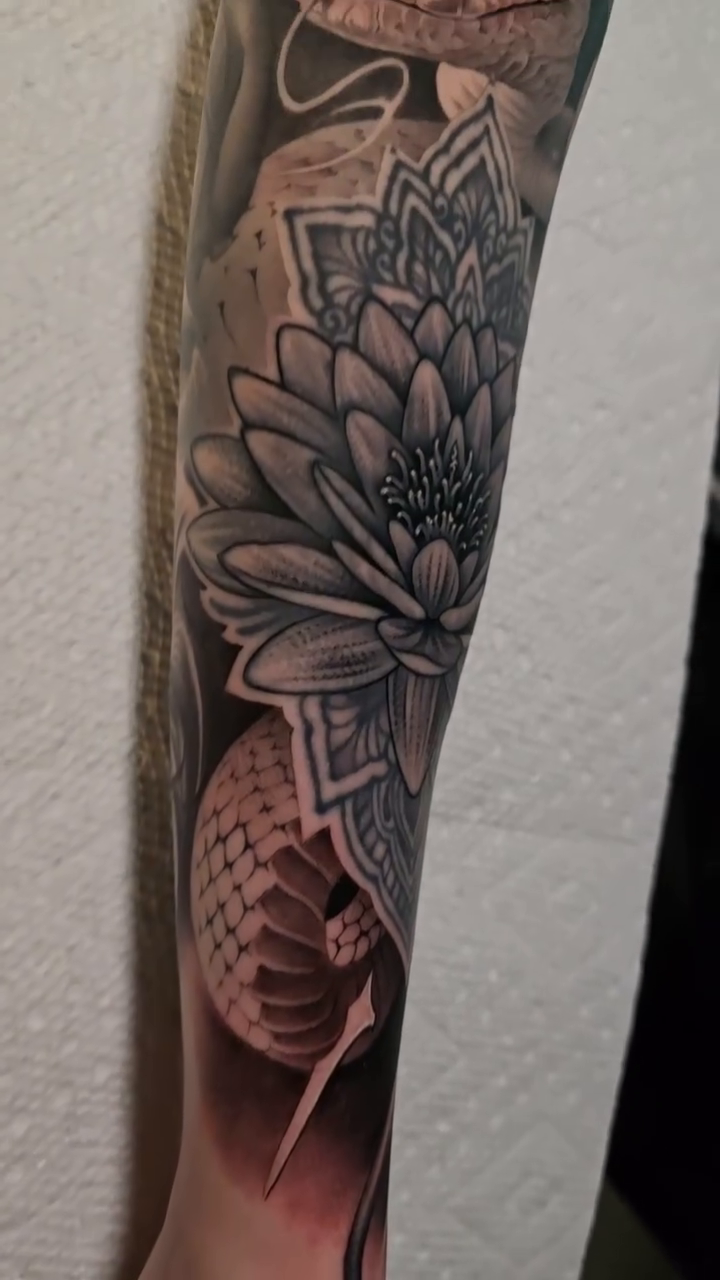 Tattoo by @gagecheesmantattoos β realism, black_and_grey