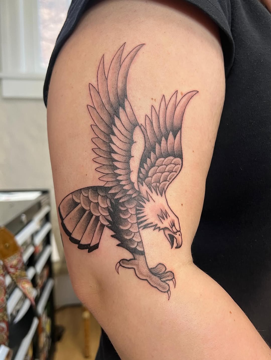 Tattoo by @jbren.art — american_traditional, black_and_grey