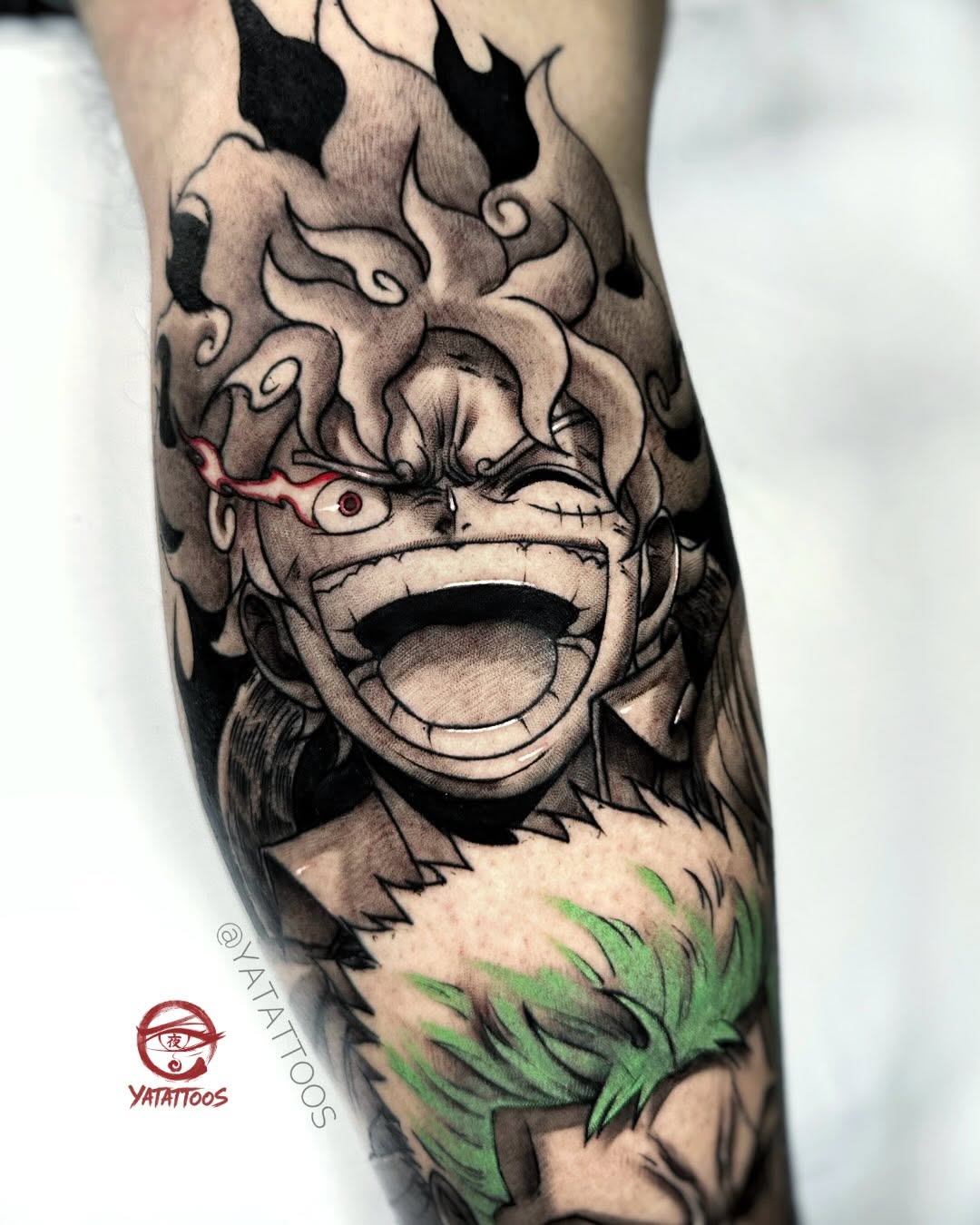 Tattoo by @yatattoos — anime, black_and_grey