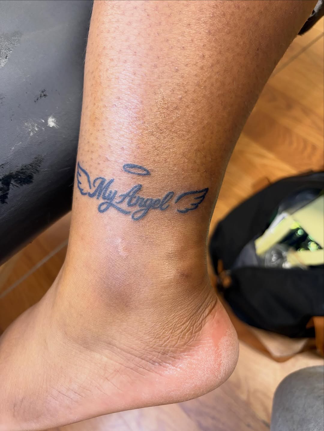 Tattoo by @blacksaddleink — lettering_script, fine_line