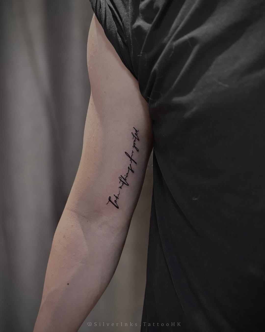 Tattoo by @silverinks.tattoohk — lettering_script, fine_line