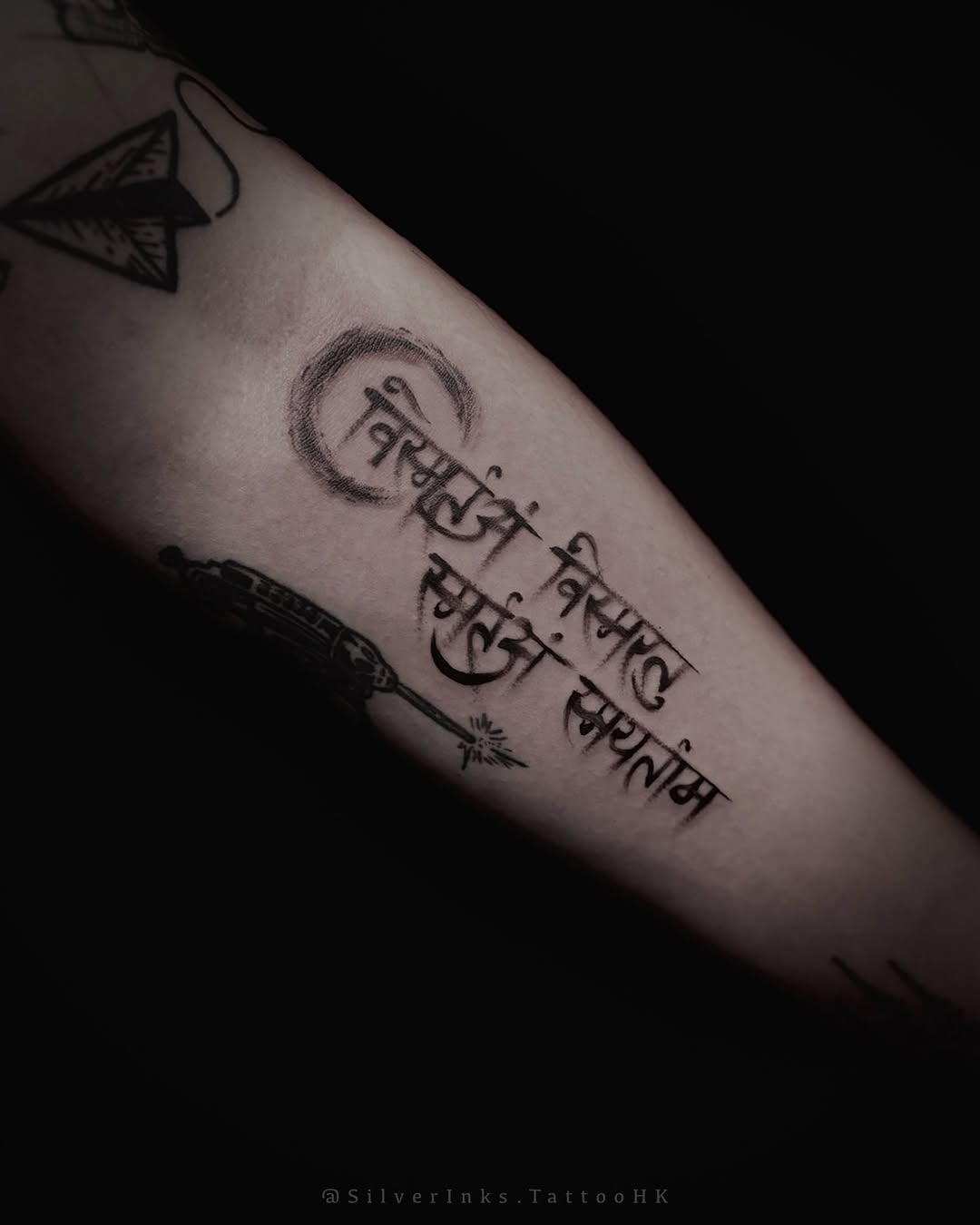 Tattoo by @silverinks.tattoohk — lettering_script, black_and_grey