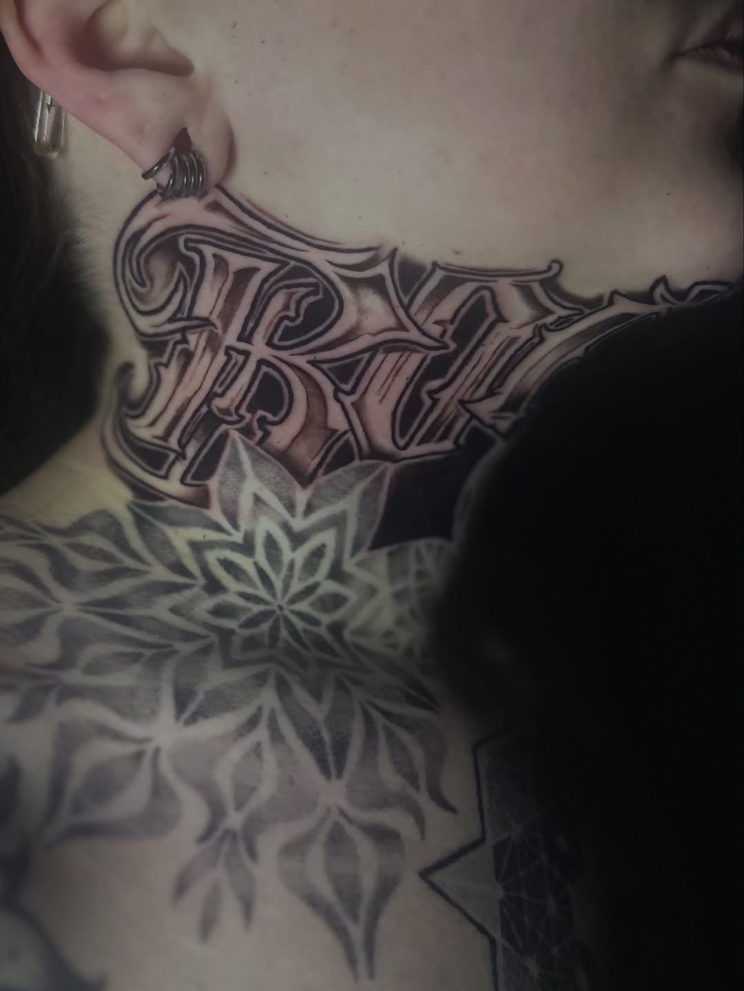 Tattoo by @darlindawntattoos — lettering_script, blackwork