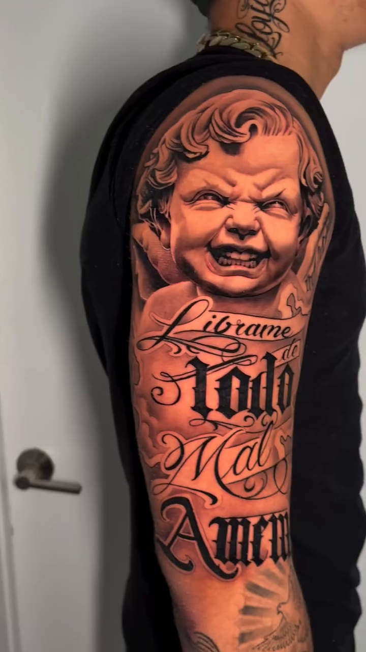 Tattoo by @lmgtattoos — realism, lettering_script