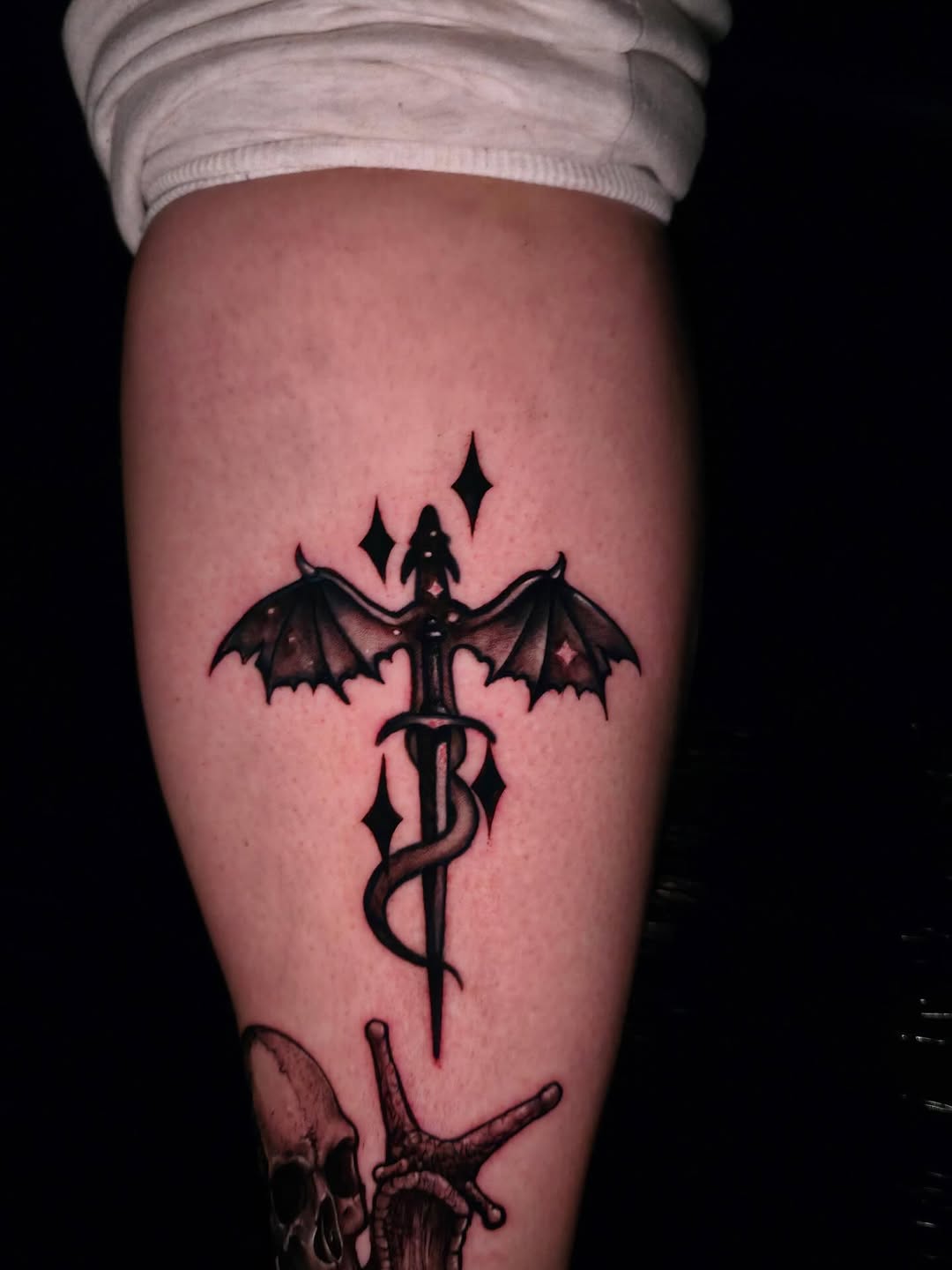 Tattoo by @tanktat2z — black_and_grey, dark_realism