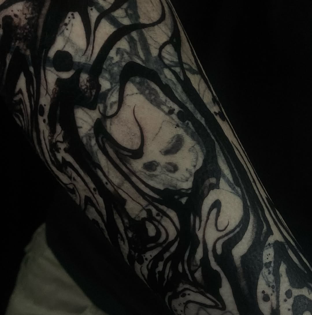 Tattoo by @baptism_black — blackwork, dark_realism
