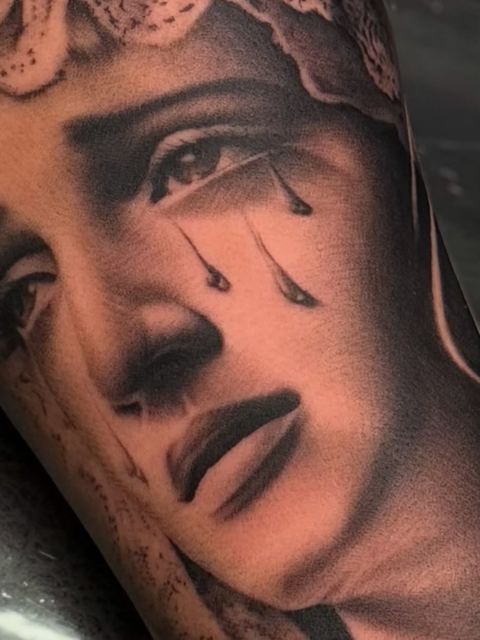 Tattoo by @meretattoos β realism, black_and_grey