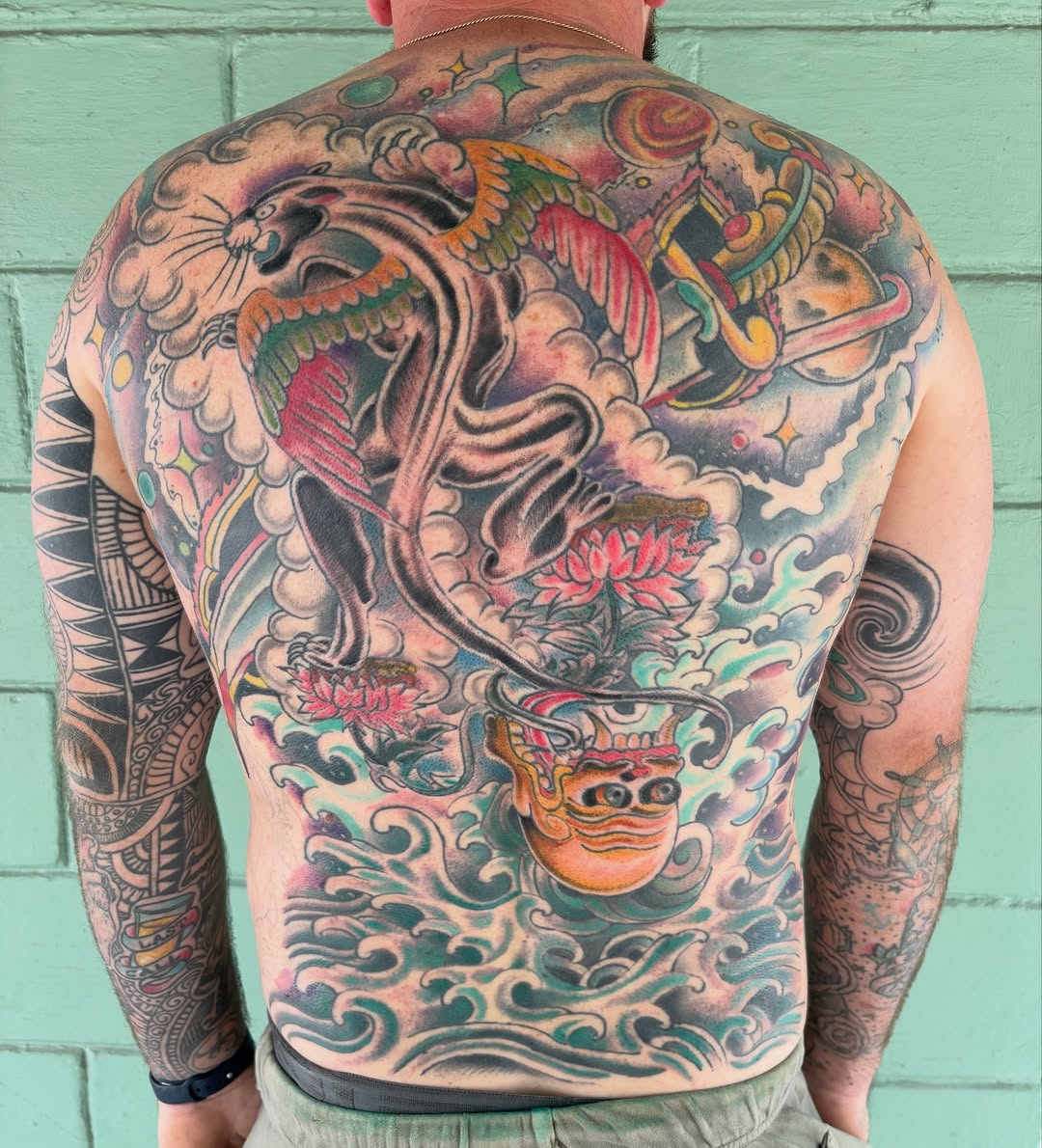 Tattoo by @zacharyiangarden — japanese_irezumi, black_and_grey