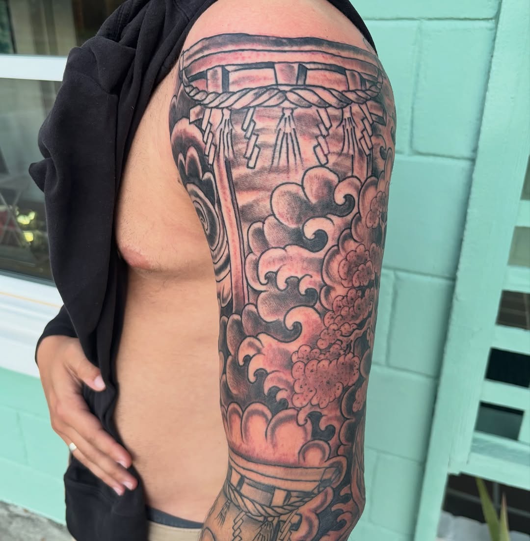 Tattoo by @zacharyiangarden — japanese_irezumi, black_and_grey