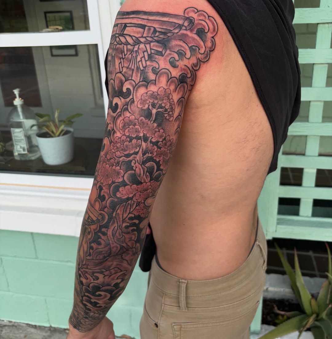 Tattoo by @zacharyiangarden — japanese_irezumi, black_and_grey
