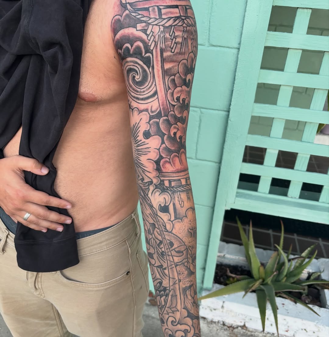 Tattoo by @zacharyiangarden — japanese_irezumi, black_and_grey
