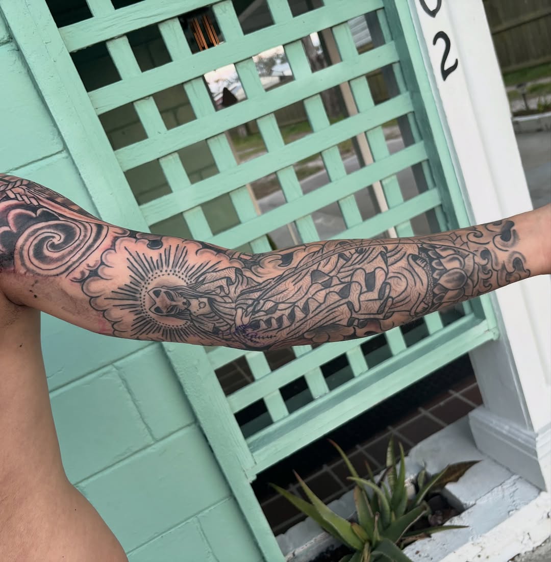 Tattoo by @zacharyiangarden — japanese_irezumi, black_and_grey