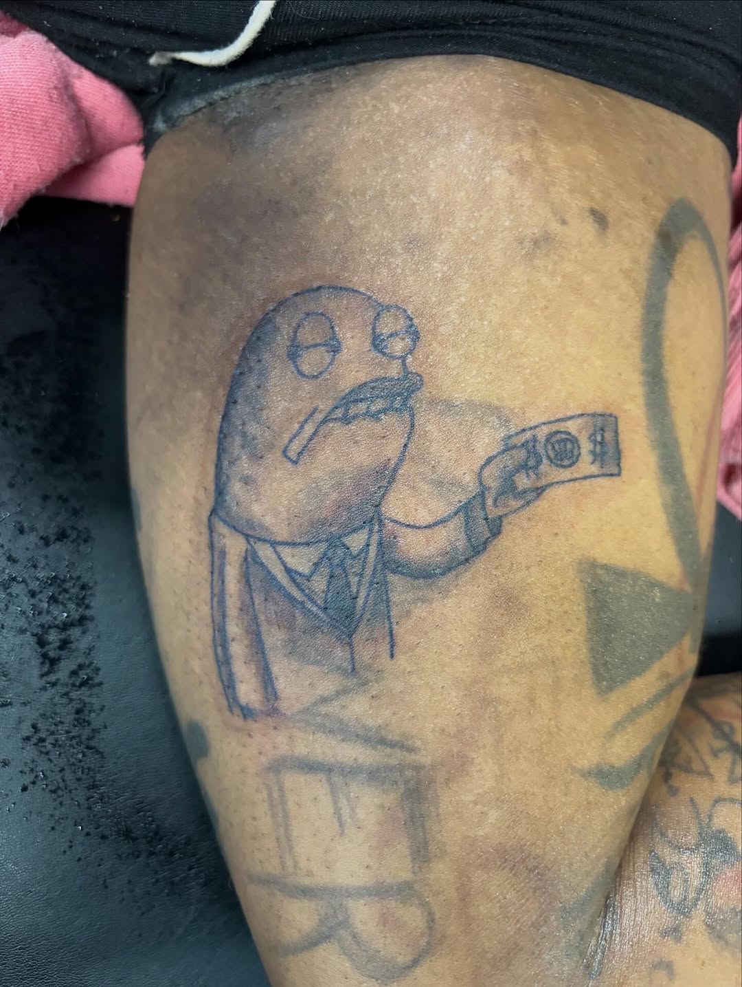 Tattoo by @blacksaddleink — illustrative, sketch