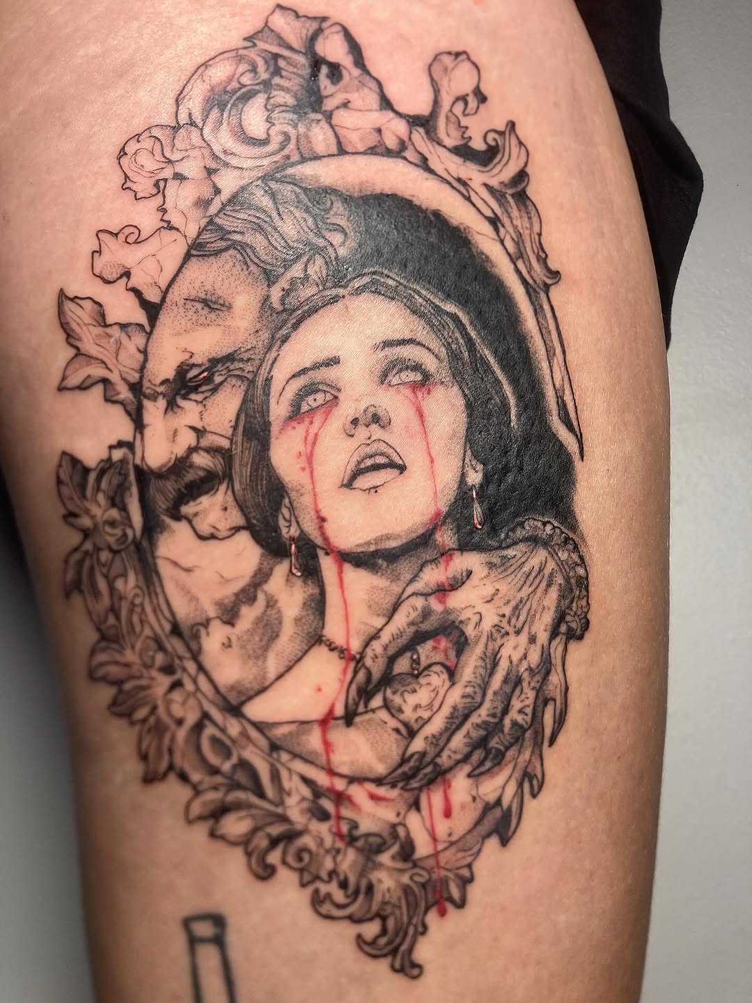 Tattoo by @barragantattoos — dark_realism, trash_polka