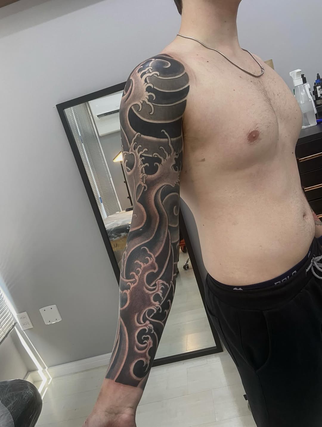 Tattoo by @naganumatattoo — japanese_irezumi, black_and_grey