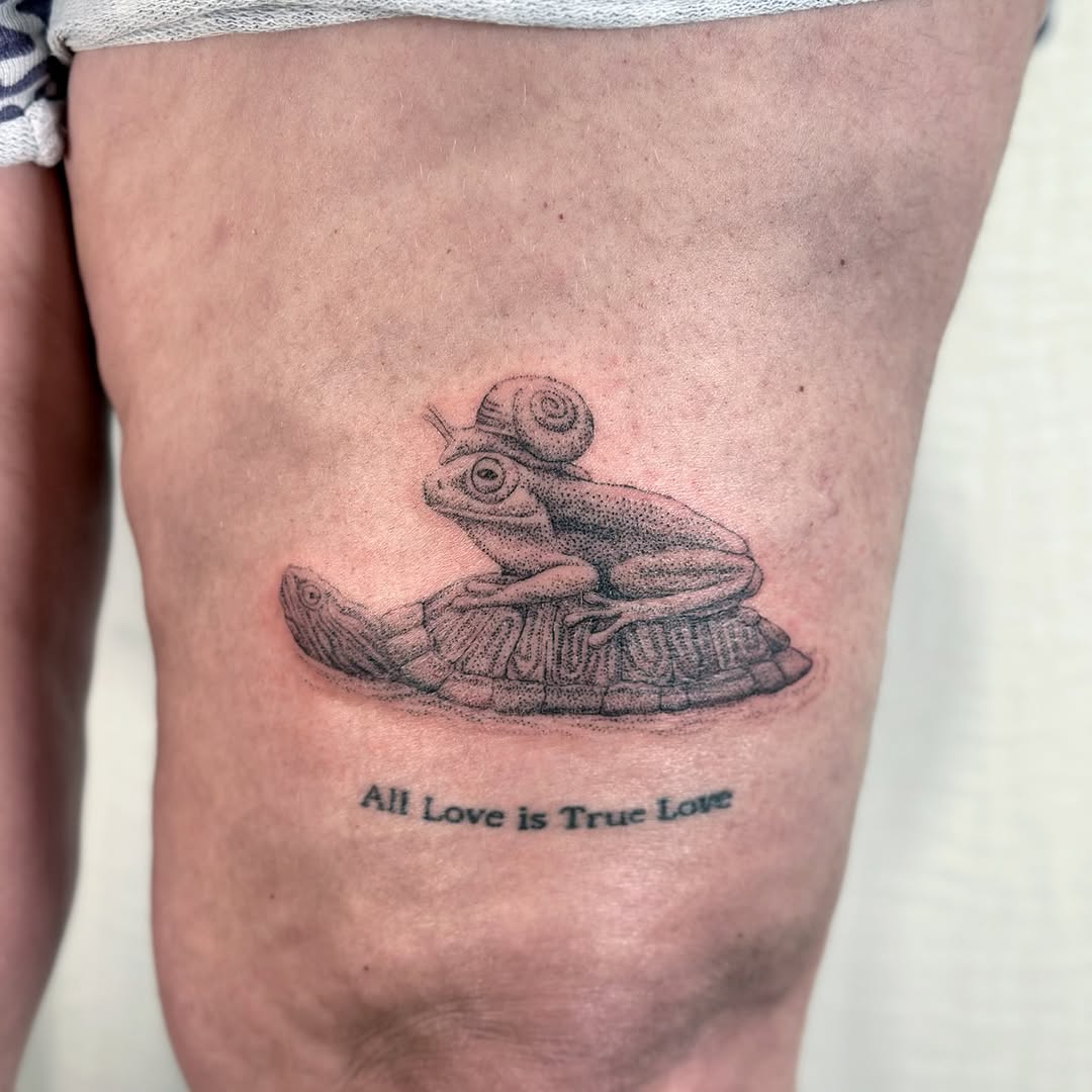 Tattoo by @khk.ttt — black_and_grey, dotwork