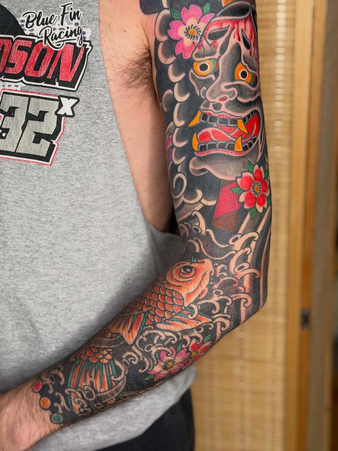 Tattoo by @doms.art.kc — japanese_irezumi, black_and_grey