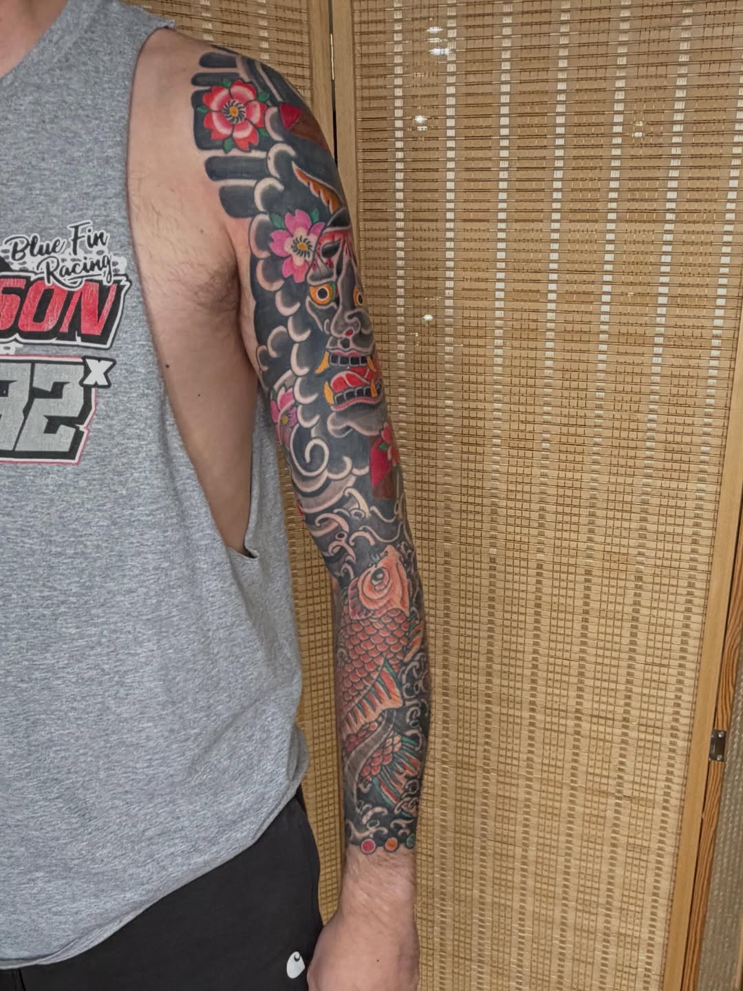 Tattoo by @doms.art.kc — japanese_irezumi, black_and_grey