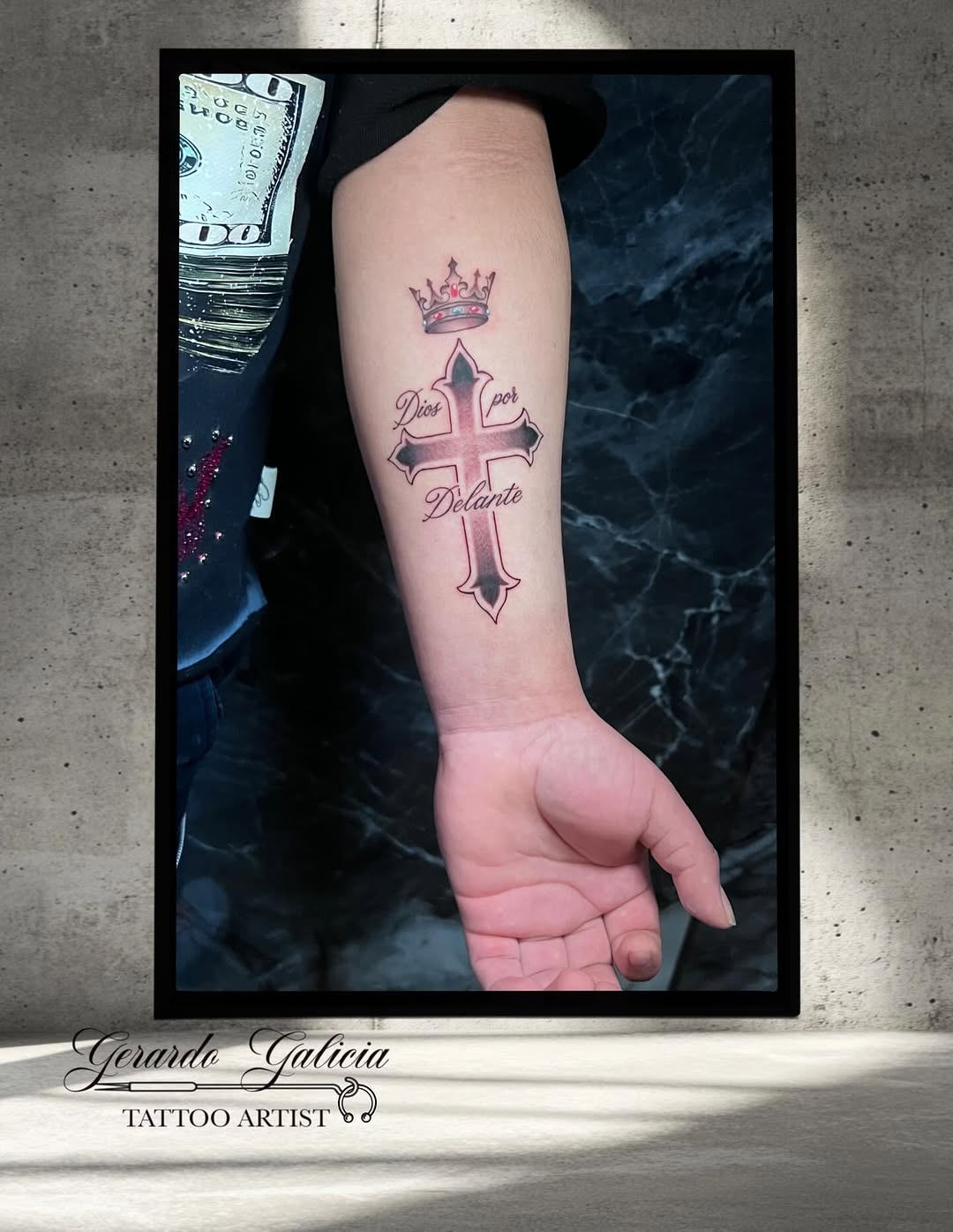 Tattoo by @galiciaink — lettering_script, black_and_grey