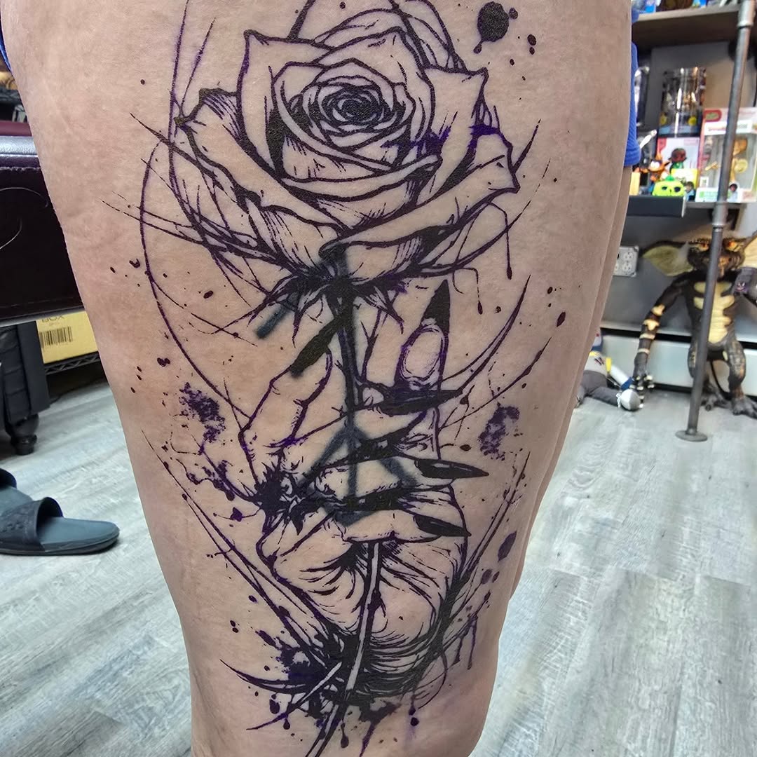 Tattoo by @david_winn_tattoos — blackwork, illustrative