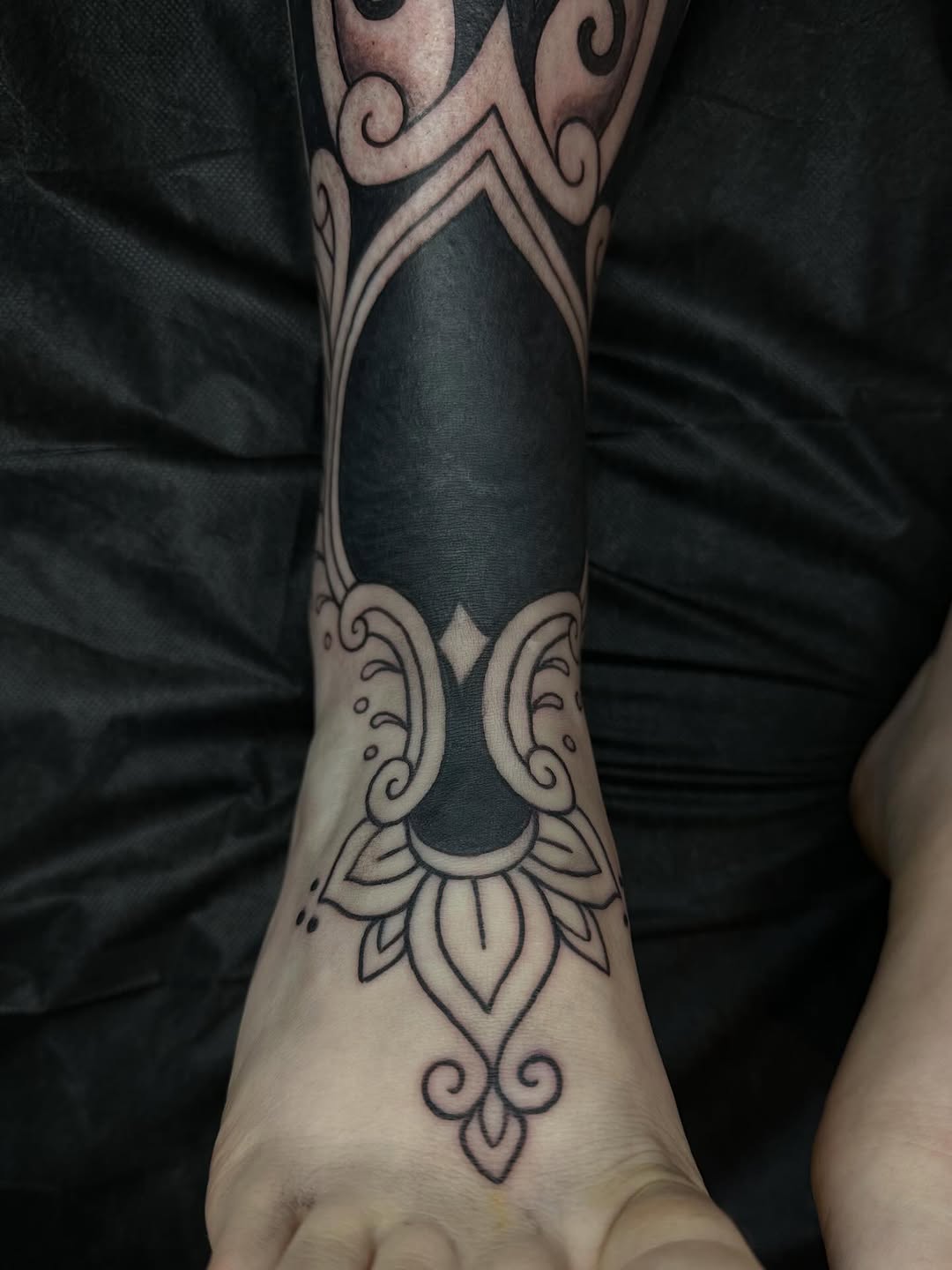 Tattoo by @owlyntattoo — blackwork, ornamental
