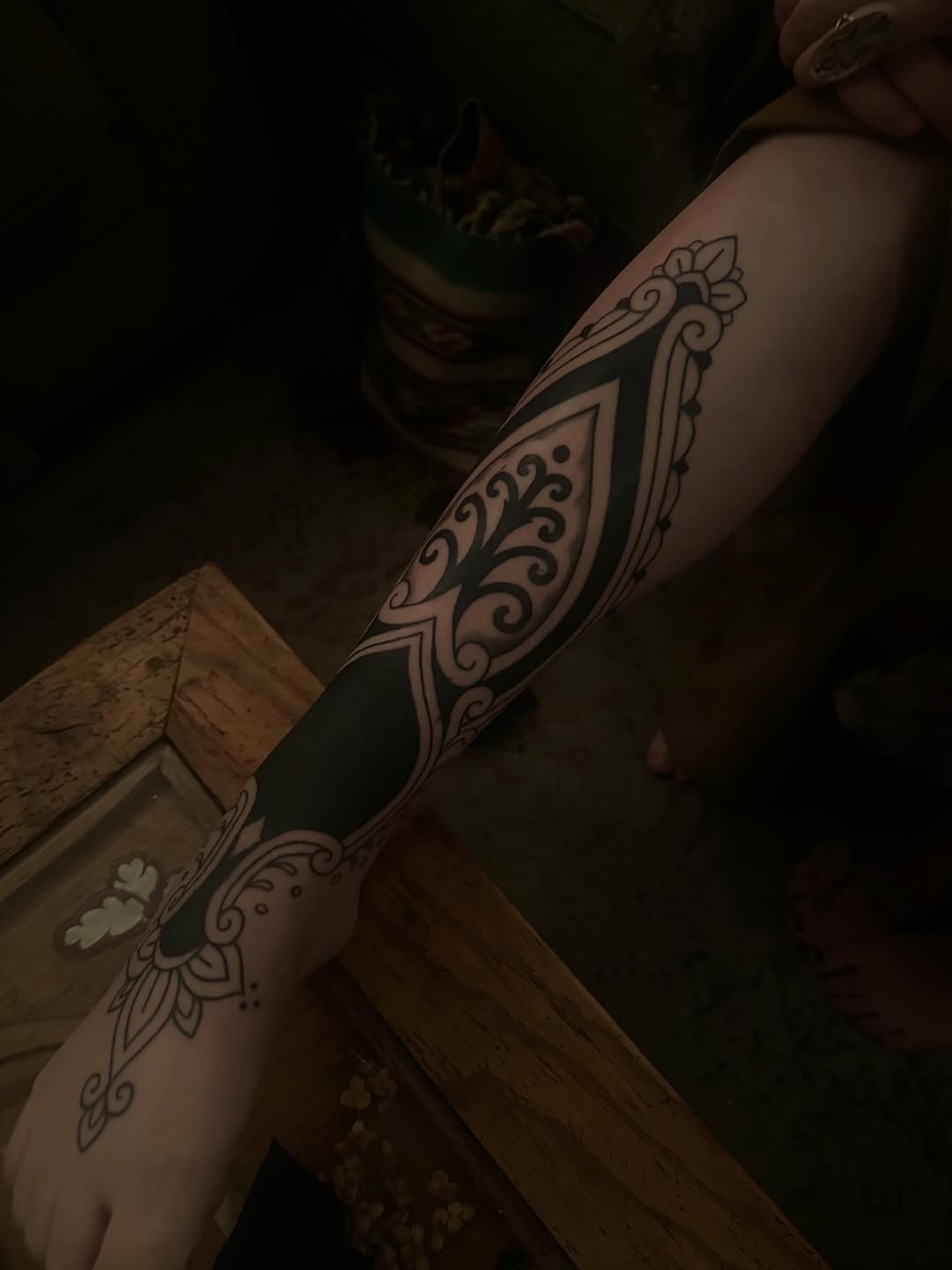 Tattoo by @owlyntattoo — blackwork, ornamental