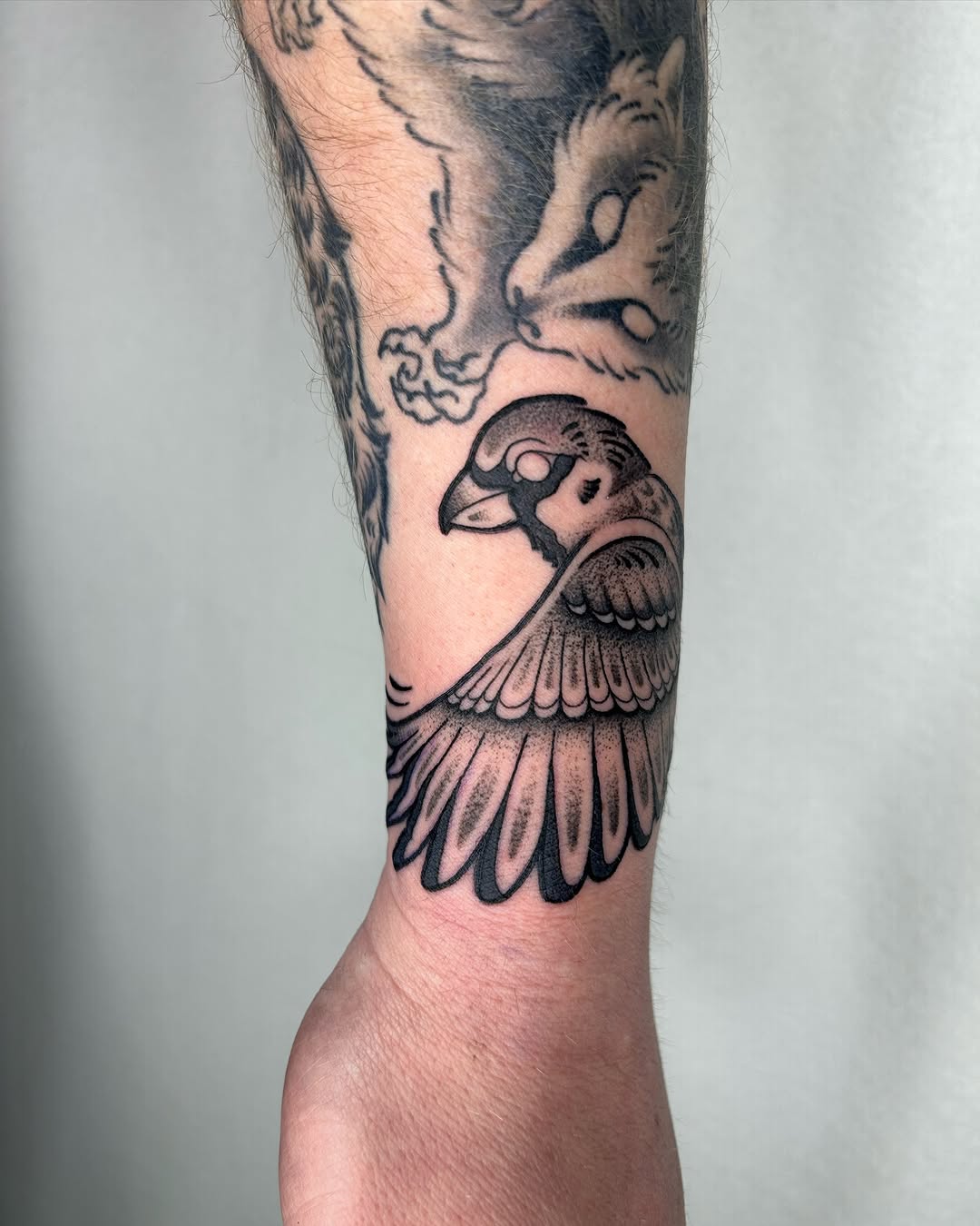 Tattoo by @cicadanymph — black_and_grey, dotwork
