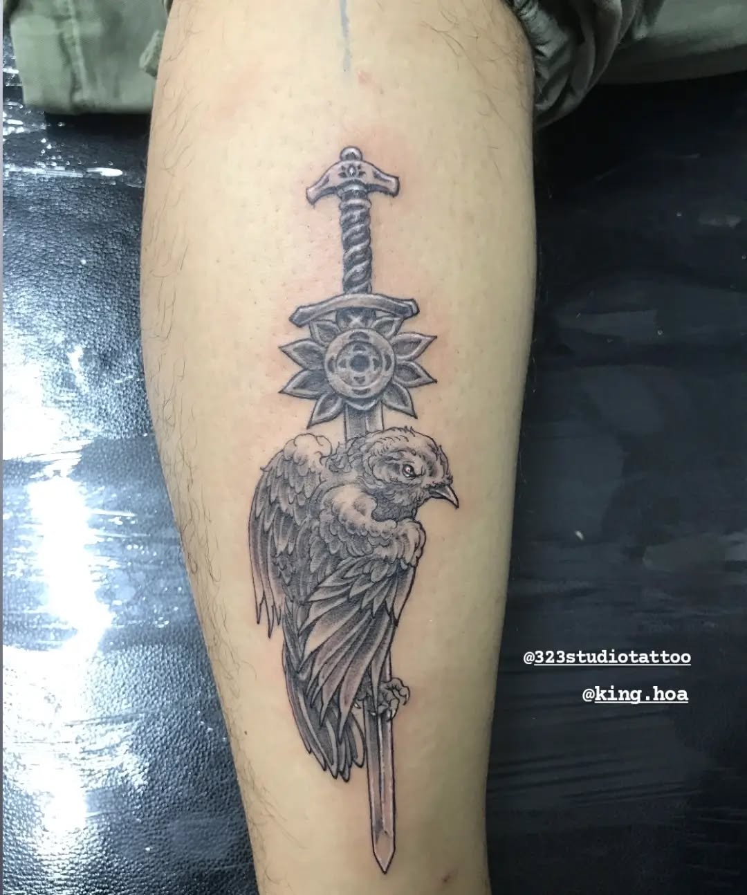 Tattoo by @323studiotattoo — black_and_grey