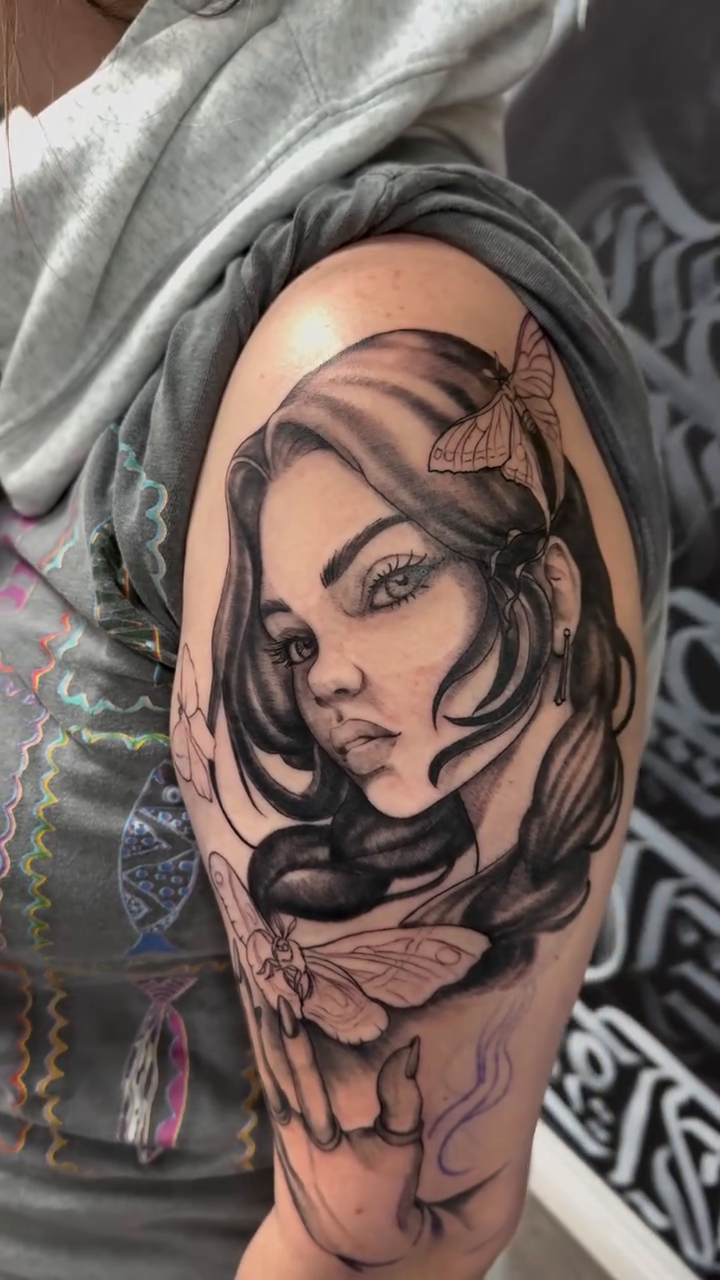 Tattoo by @artworkbyreece — black_and_grey, realism