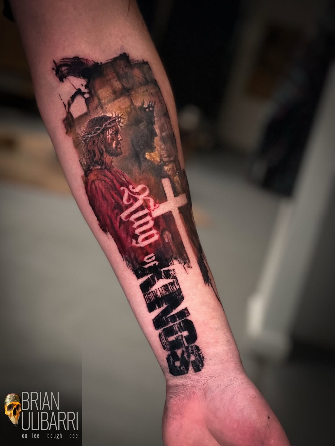 Tattoo by @brian_ulibarri — realism, lettering_script