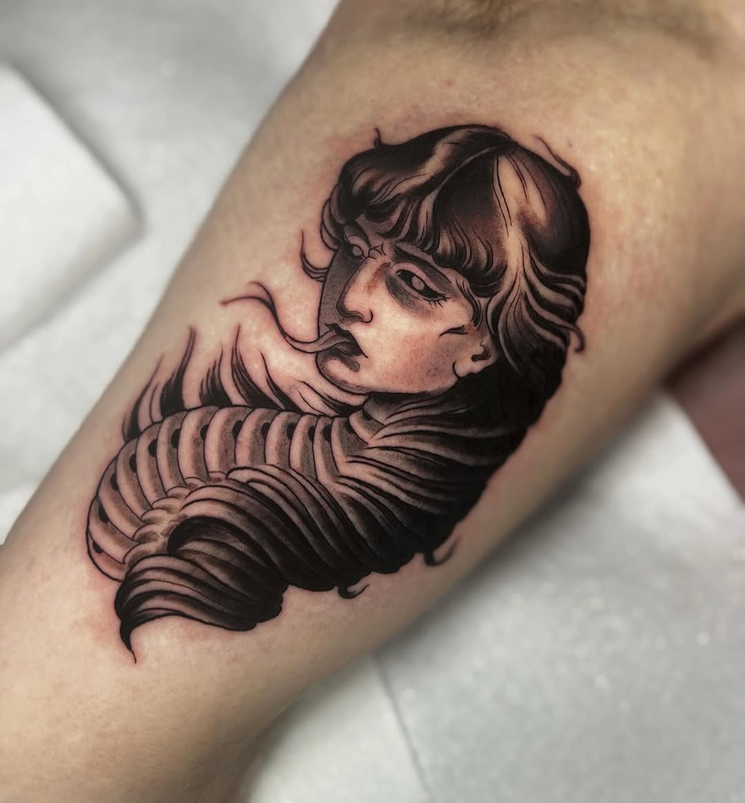 Tattoo by @obiecruztattoo — black_and_grey, dark_realism