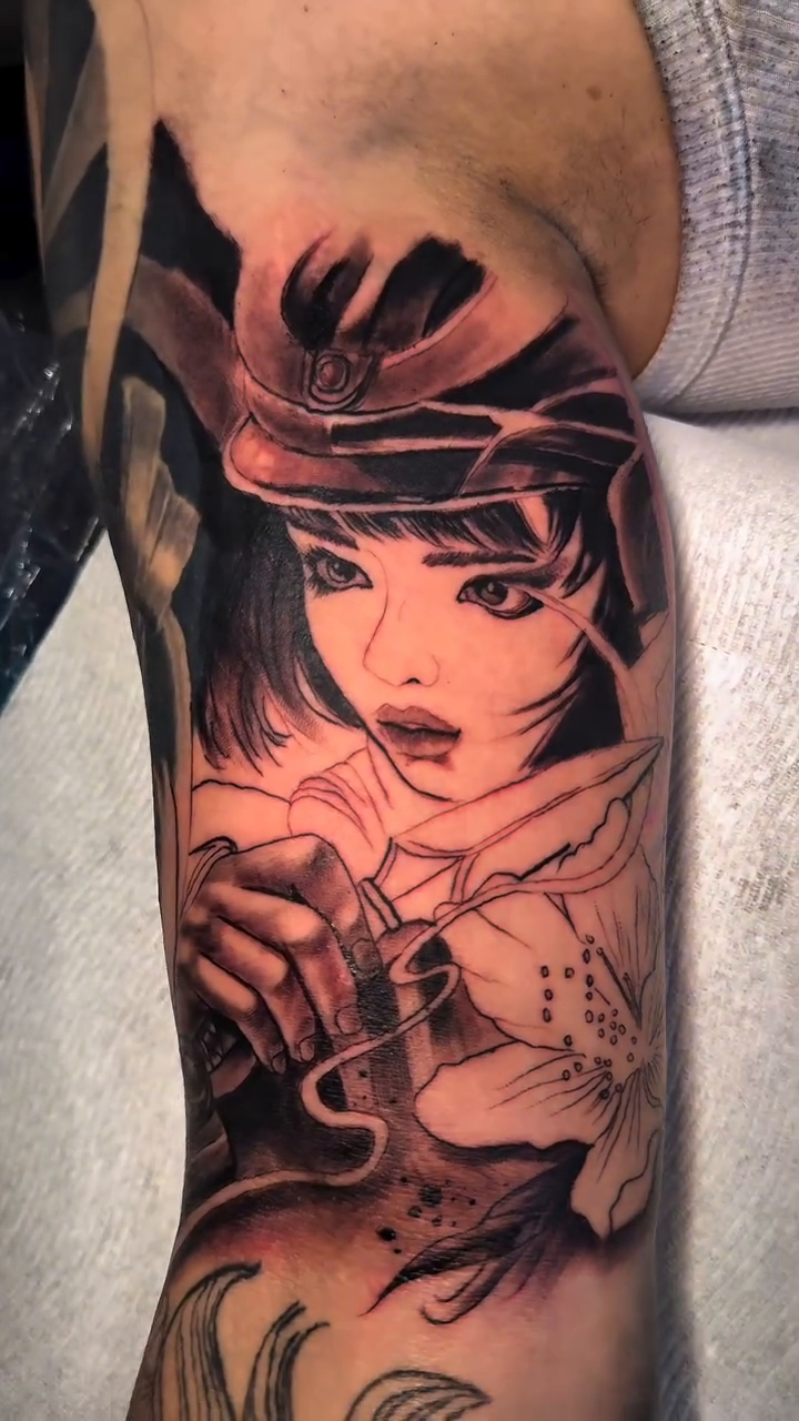 Tattoo by @germanpatino_ink — illustrative, black_and_grey