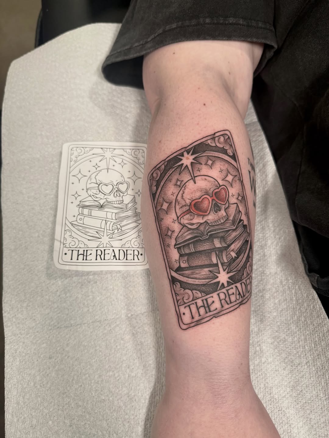 Tattoo by @jennietiesman — black_and_grey, lettering_script