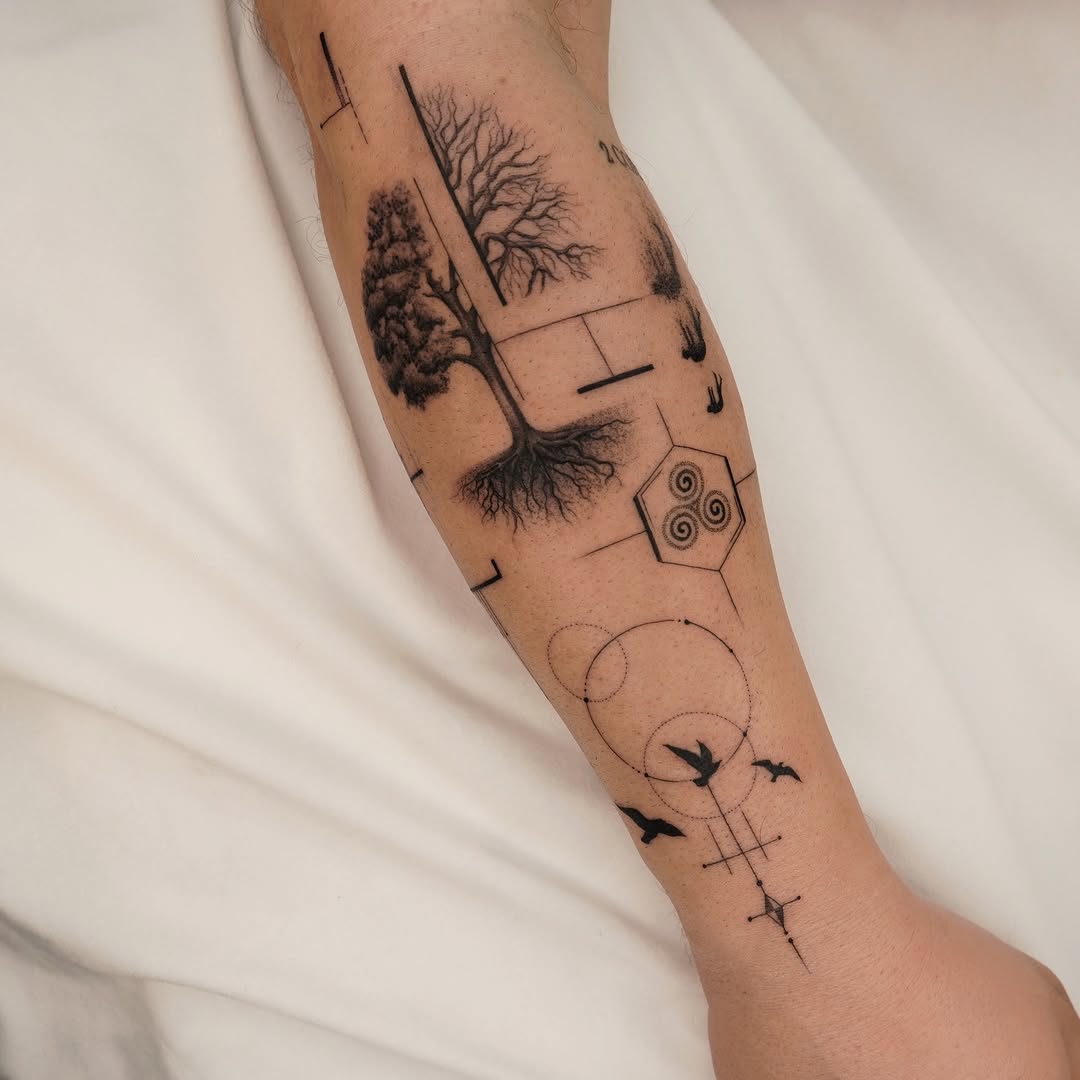 Tattoo by @houstontattooartist_miketran — geometric, black_and_grey