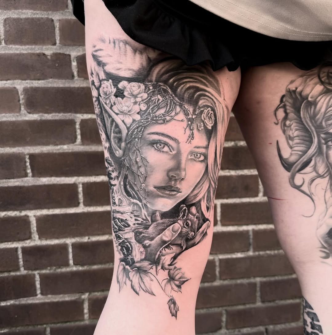 Tattoo by @blakobtattoos โ realism, black_and_grey