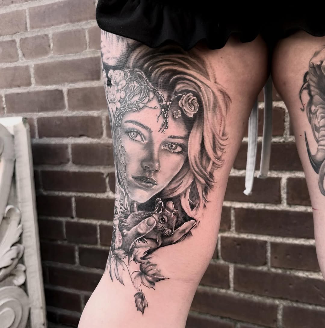 Tattoo by @blakobtattoos โ realism, black_and_grey