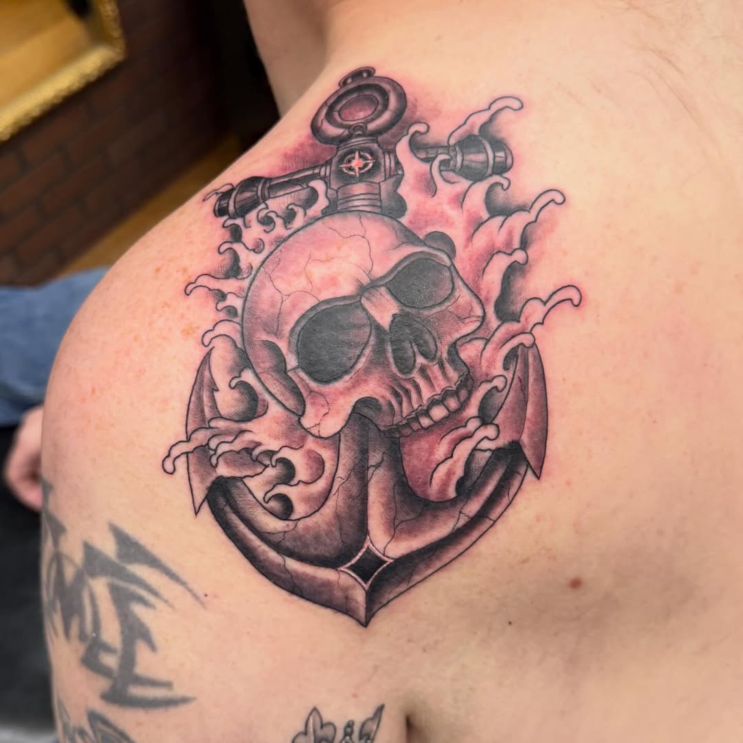Tattoo by @oldetownescott — black_and_grey, realism