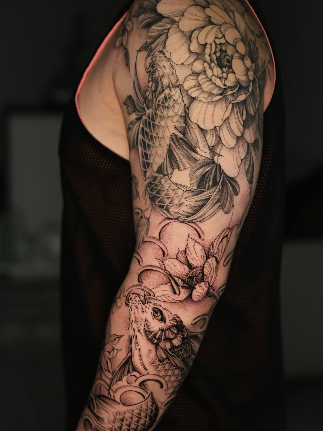 Tattoo by @evian_tat โ japanese_irezumi, black_and_grey