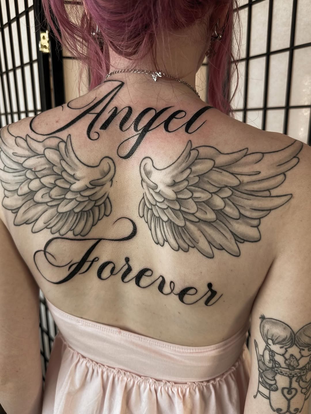 Tattoo by @into.thegraves โ lettering_script, black_and_grey