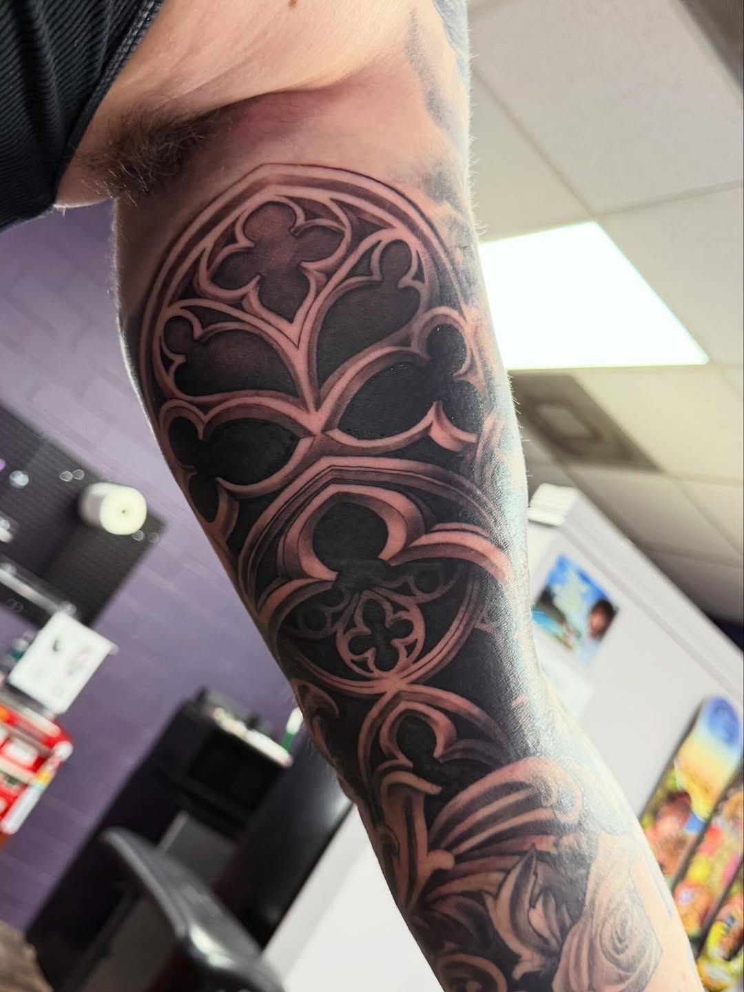 Tattoo by @candybrainink — black_and_grey, ornamental