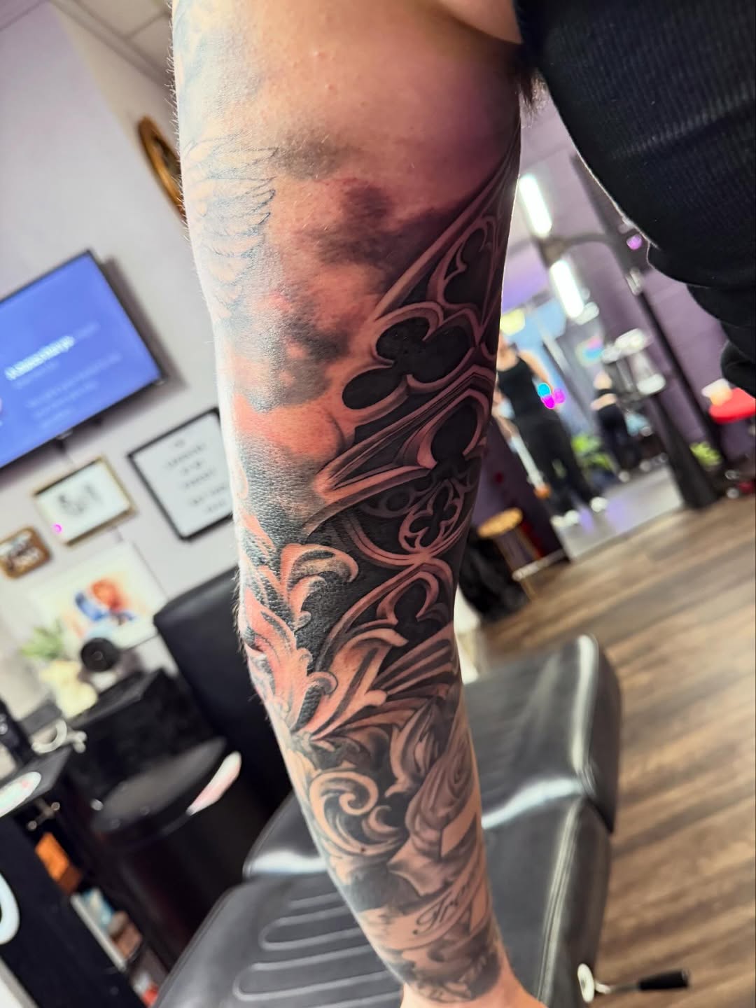 Tattoo by @candybrainink — black_and_grey, ornamental