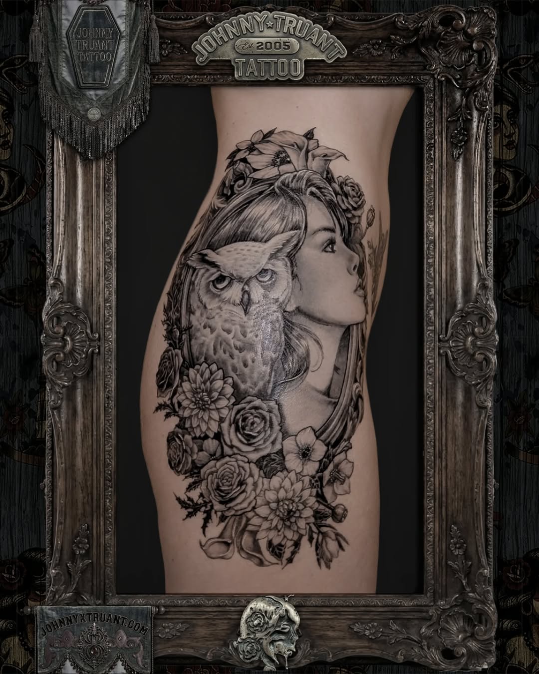 Tattoo by @johnnyxtruant — realism, black_and_grey