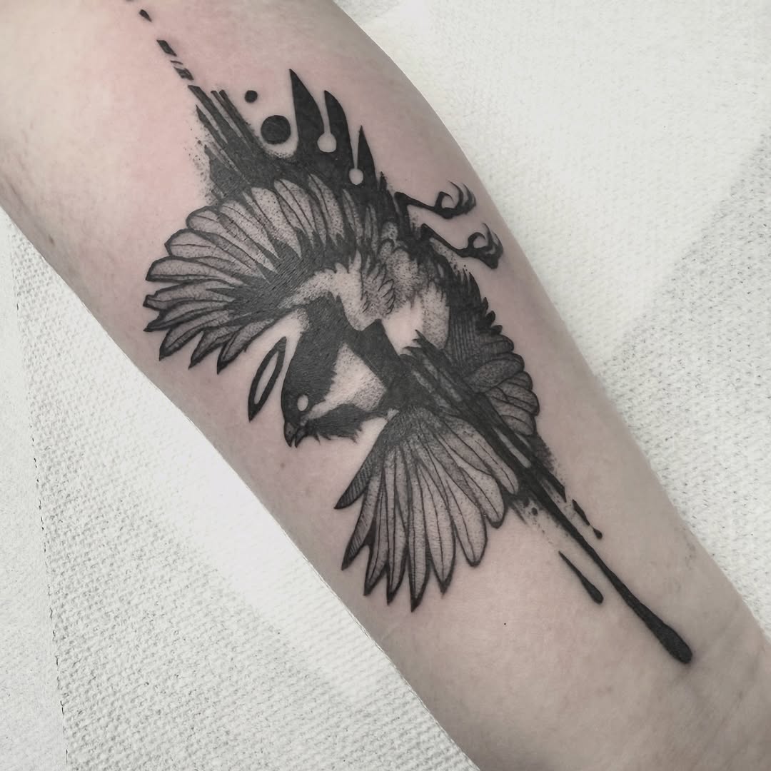 Tattoo by @blackmeddle — illustrative, black_and_grey