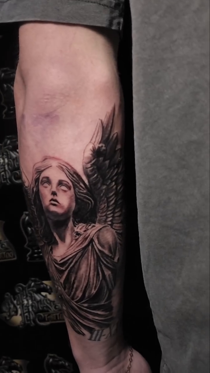 Tattoo by @antmantattoos — realism, black_and_grey
