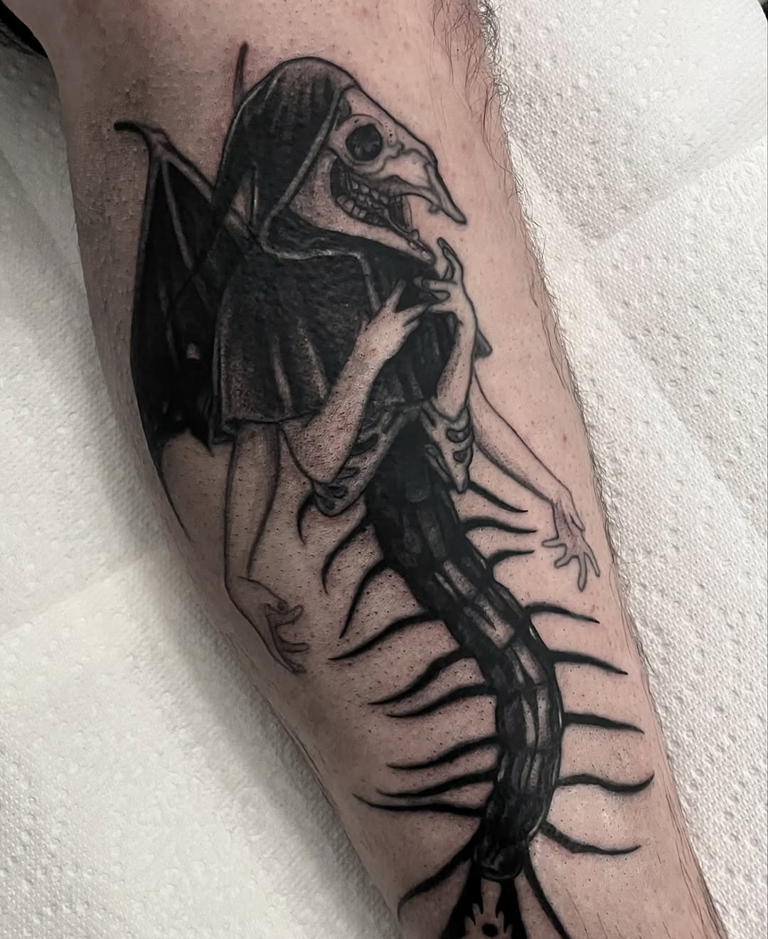 Tattoo by @ergot.tattoo — dark_realism, blackwork